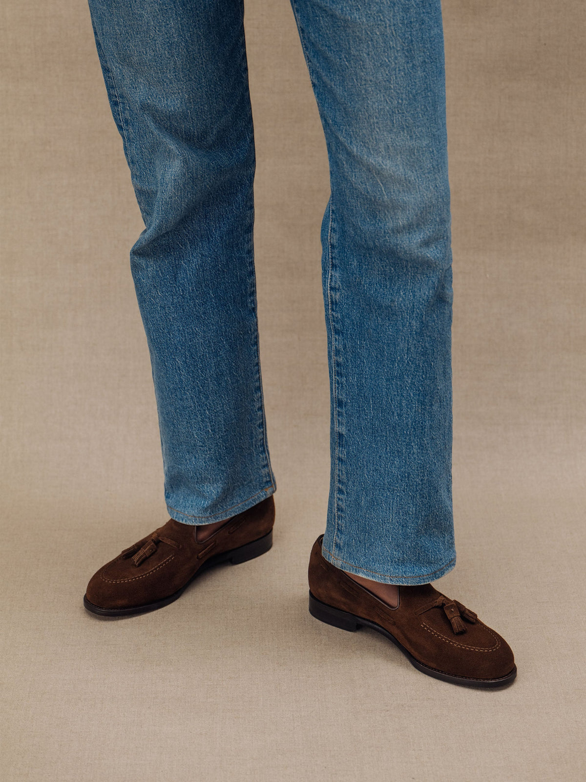 Men's Medium Brown Suede Tassel Loafers