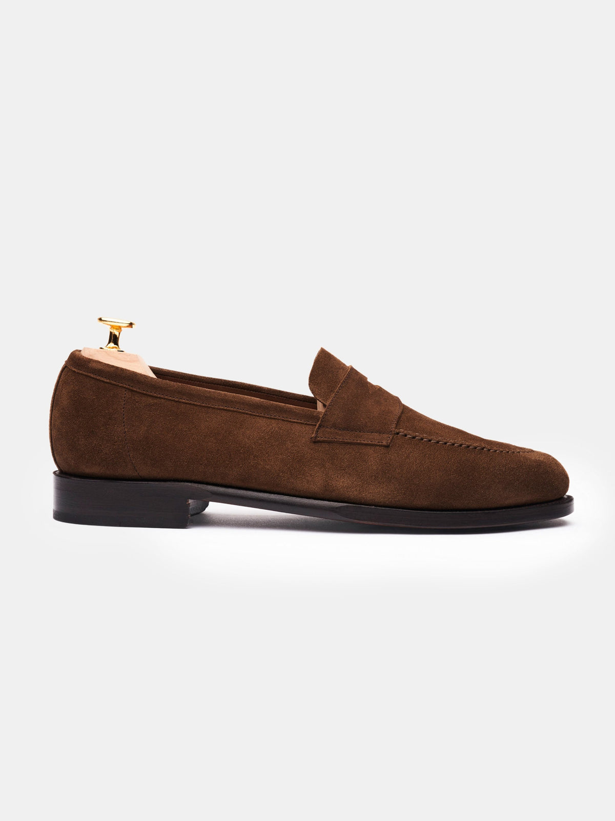 Men's Medium Brown Suede Penny Loafers – Unlined