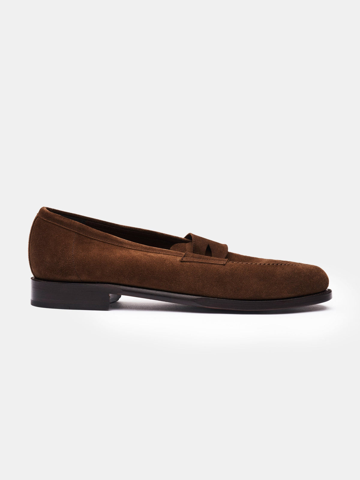 Men's Medium Brown Suede Penny Loafers – Unlined