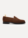 Men's Medium Brown Suede Penny Loafers