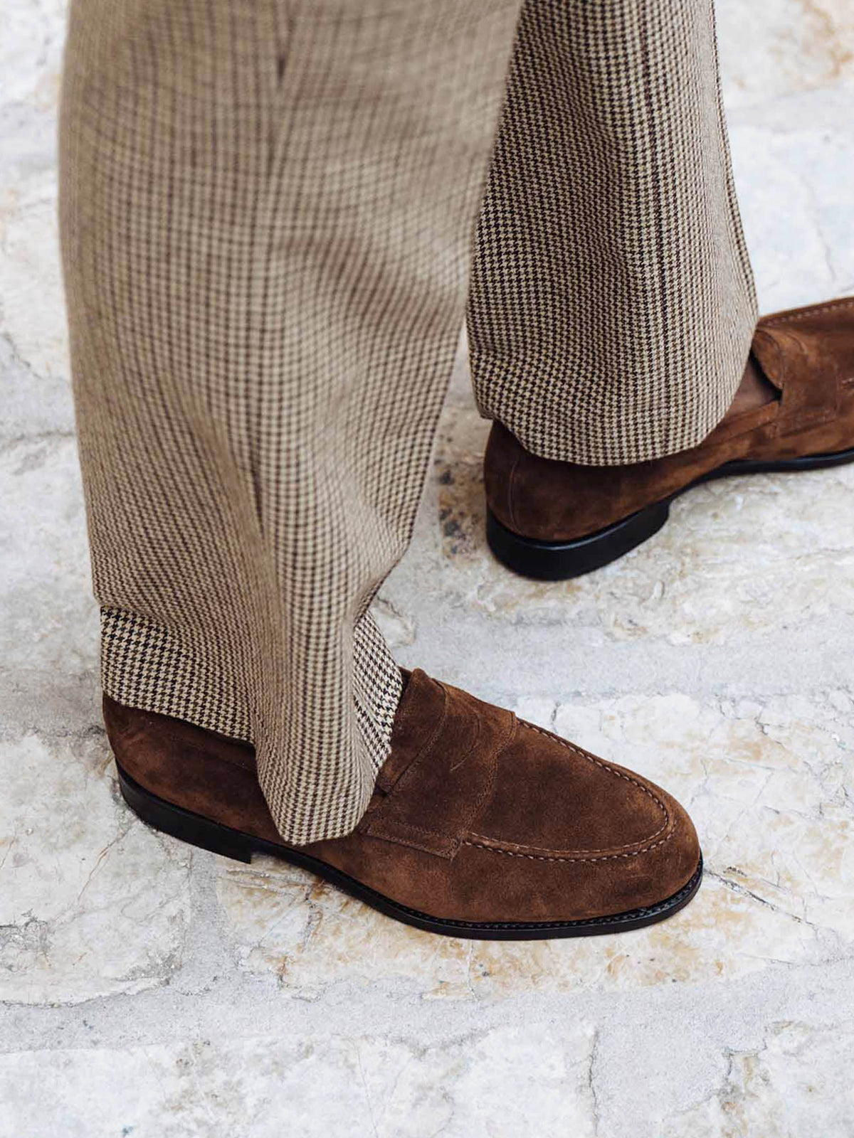 Men's Medium Brown Suede Penny Loafers