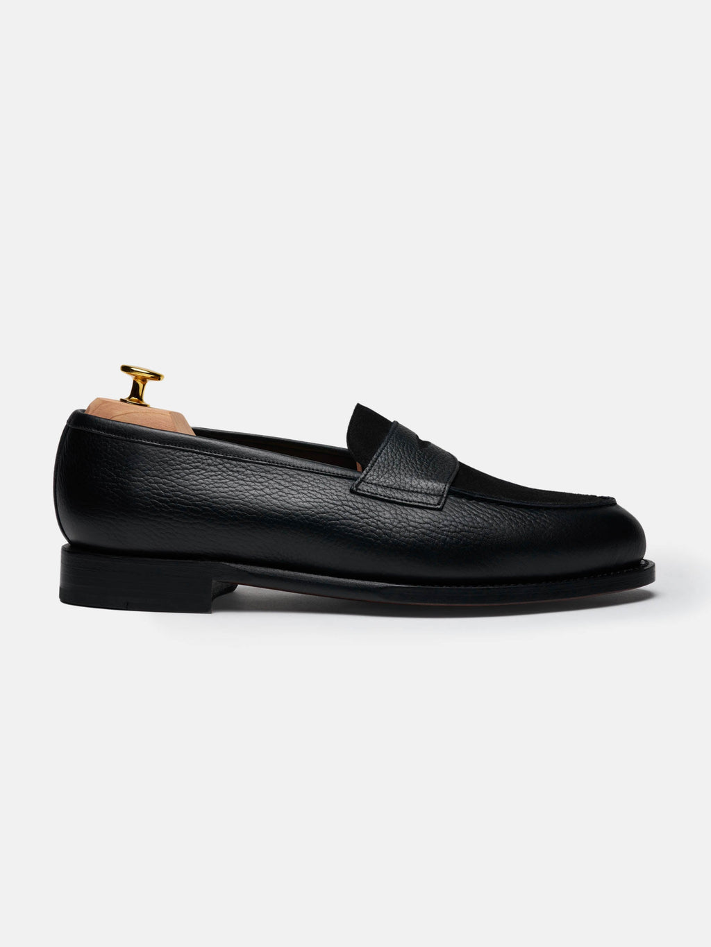 Men's Black Leather & Suede Penny Loafers