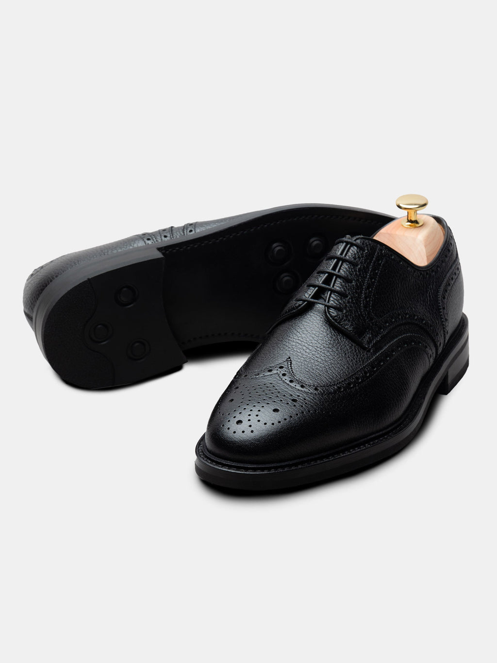 Men's Black Grained Leather Derby Shoes