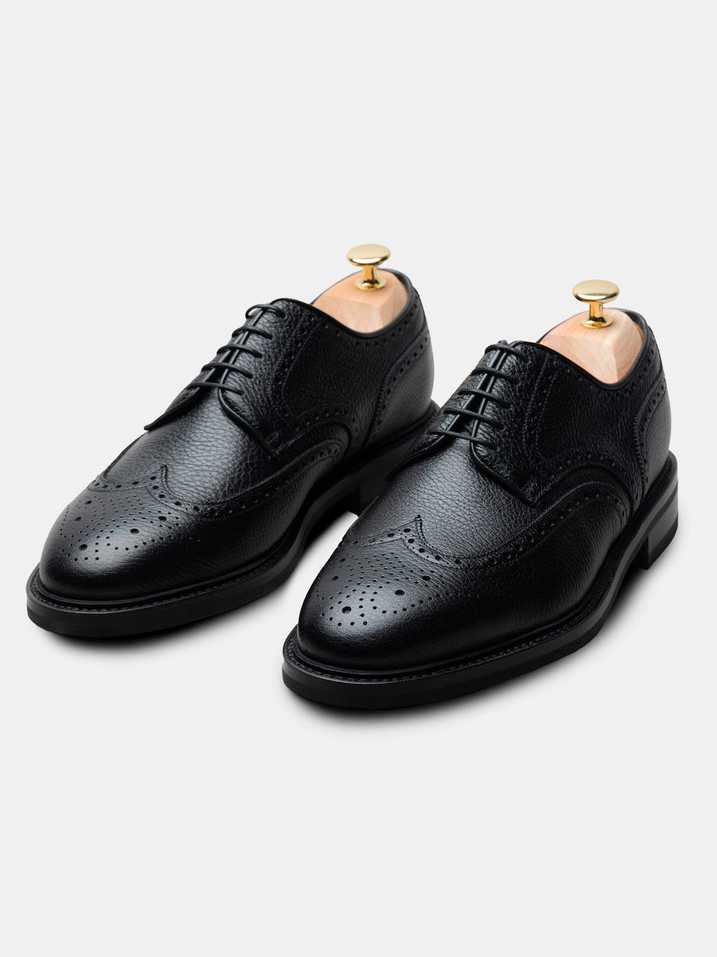 Men's Black Grained Leather Derby Shoes
