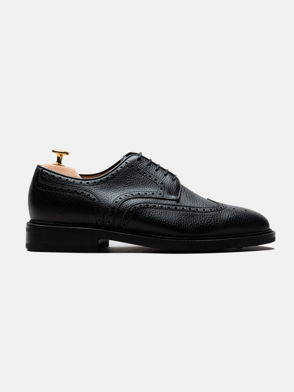 Men's Black Grained Leather Derby Shoes