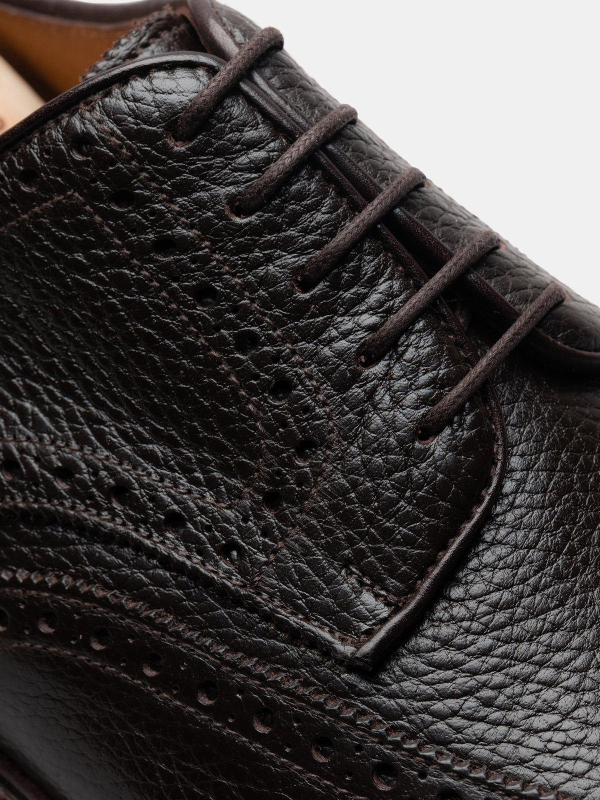 Men's Brown Grained Leather Derby Shoes