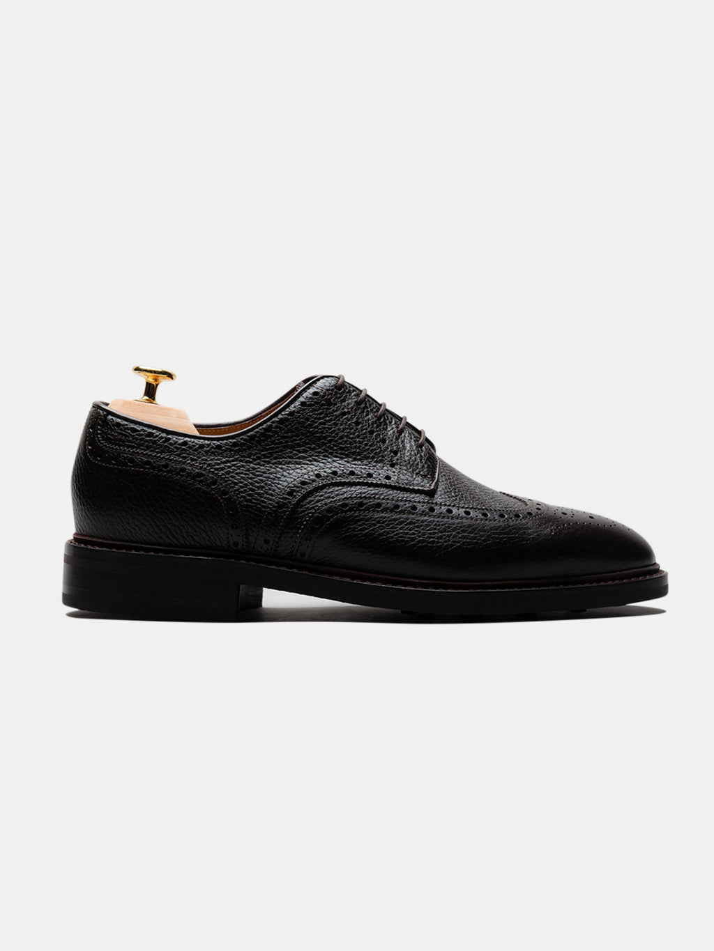 Men's Brown Grained Leather Derby Shoes