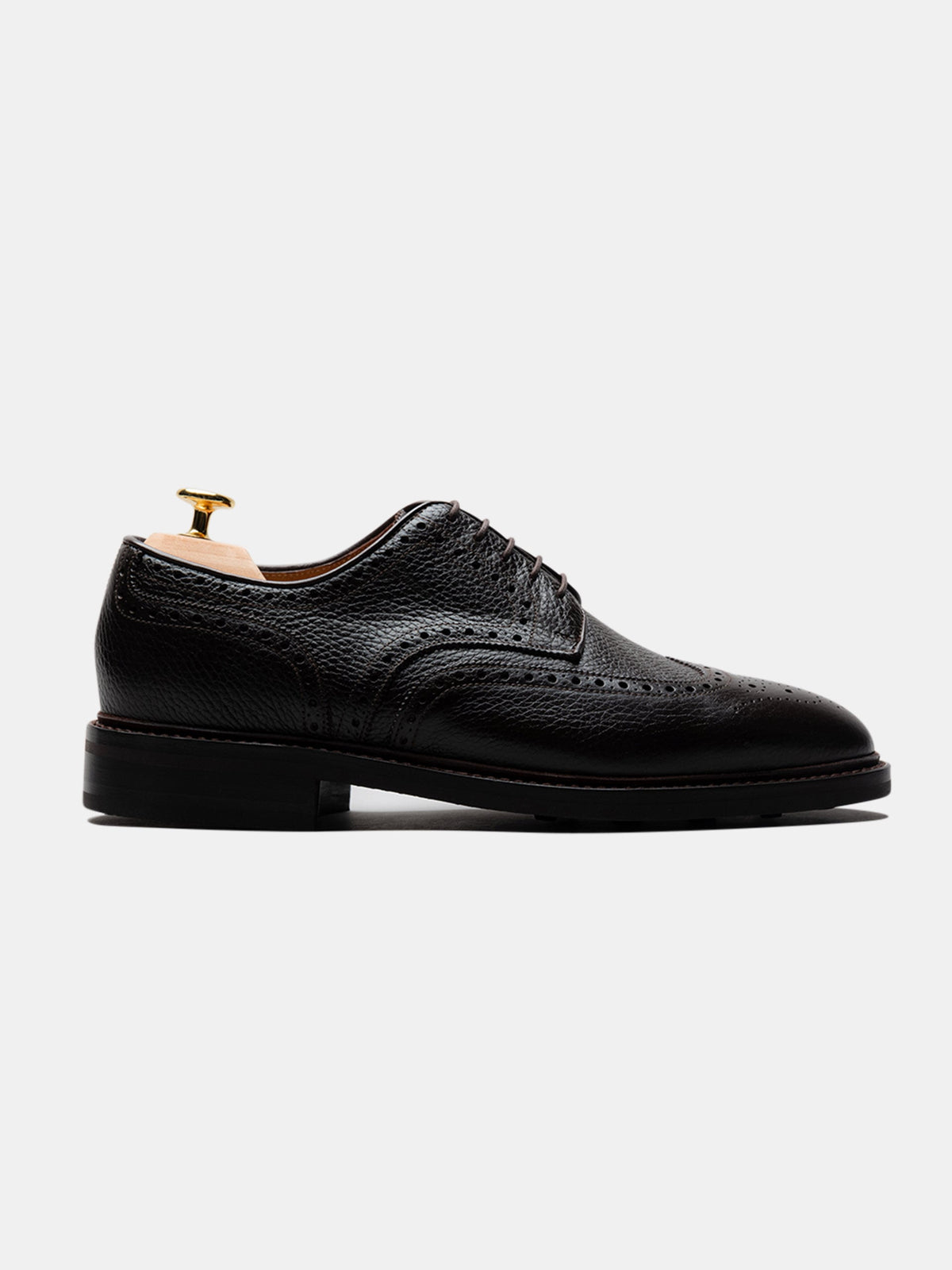 Men's Brown Grained Leather Derby Shoes