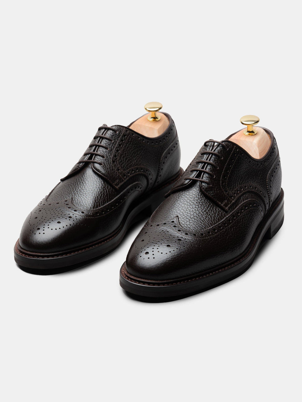 Men's Brown Grained Leather Derby Shoes