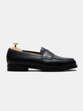 Men's Black Grained Leather Penny Loafers
