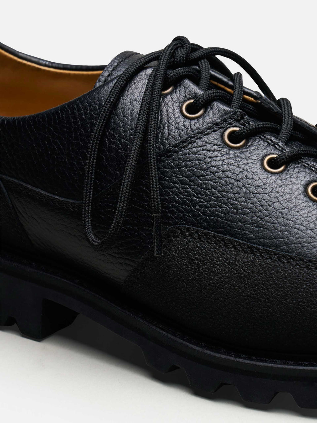 Men's Black Grained Leather Hiker Trainers – Hybrid