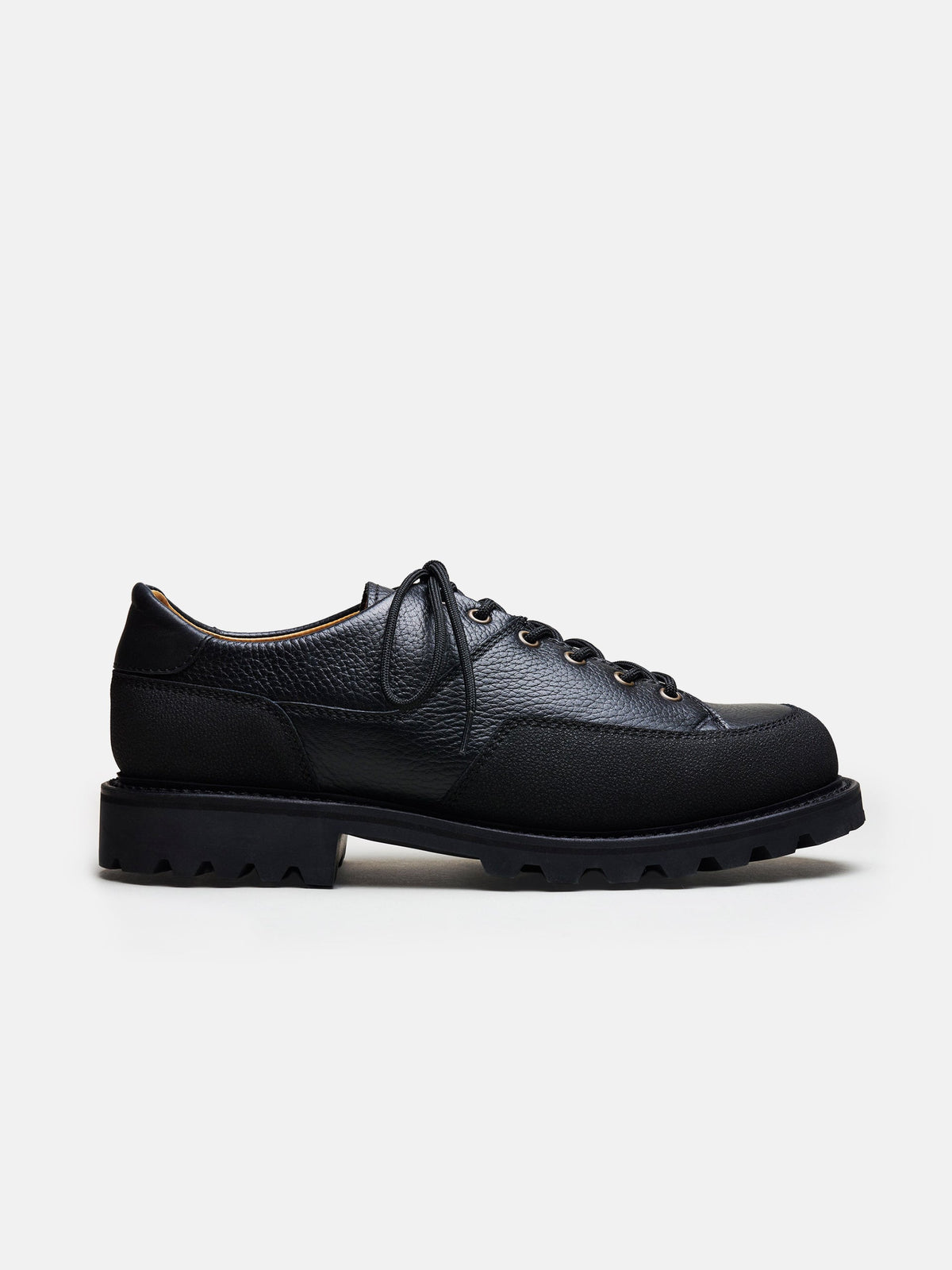 Men's Black Grained Leather Hiker Trainers – Hybrid