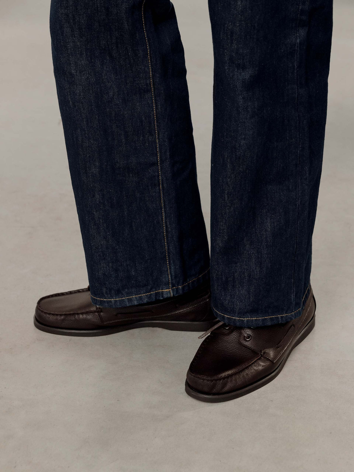 Men's Brown Grained Leather Boat Shoes