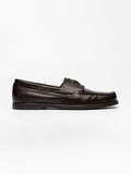 Men's Brown Grained Leather Boat Shoes