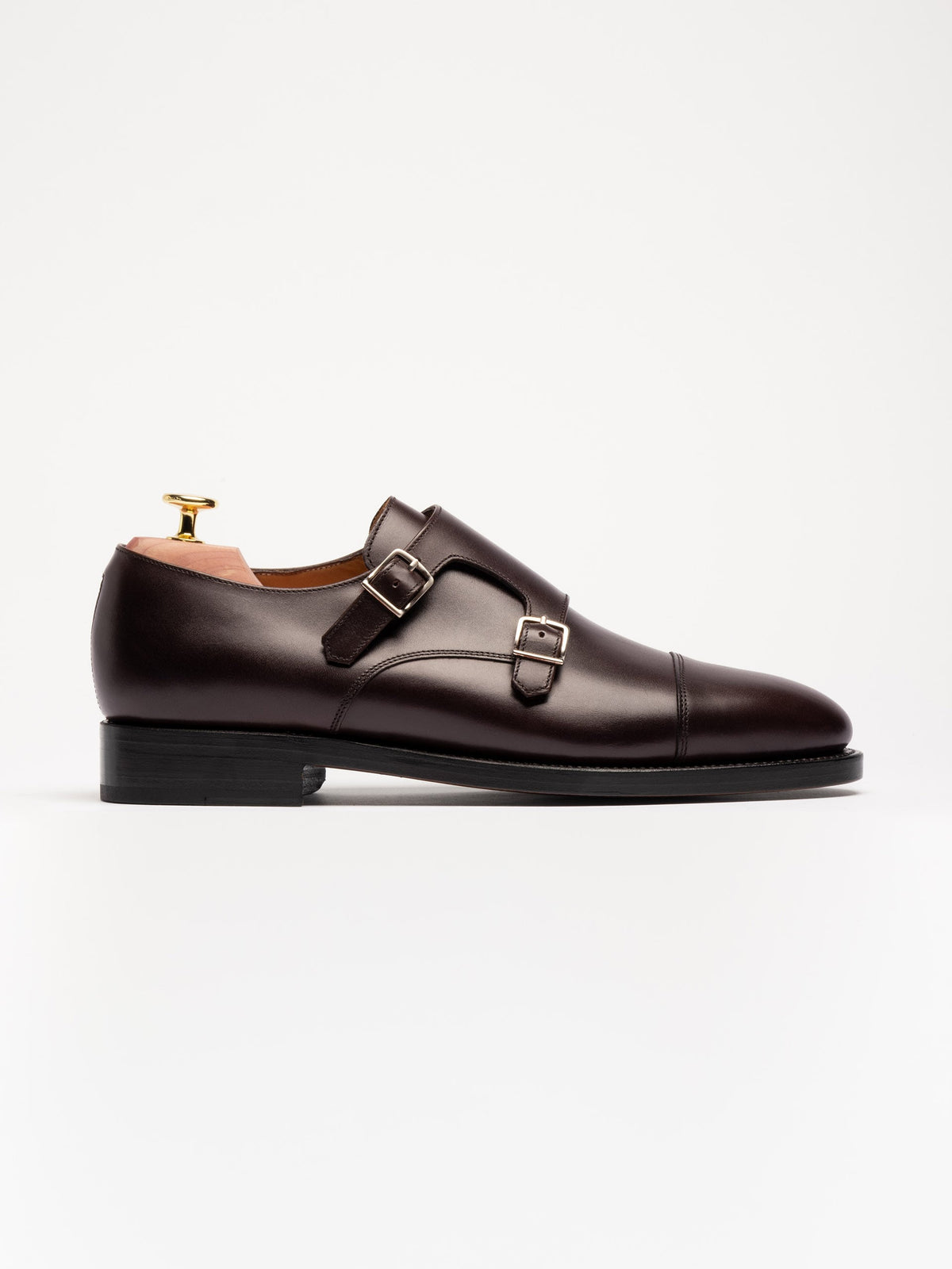 Men's Burgundy Leather Monk Strap Shoes – Double