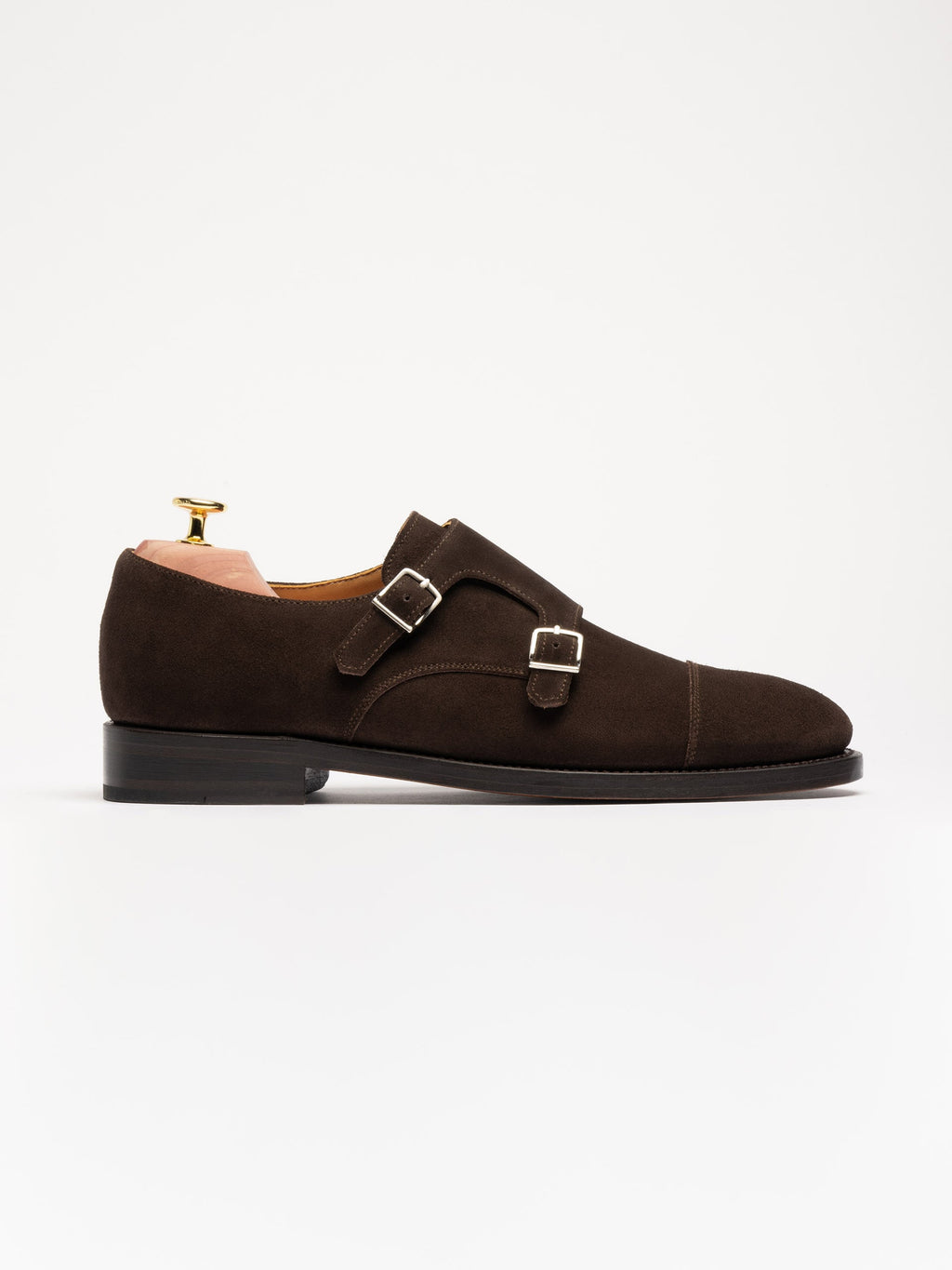 Men's Brown Suede Monk Strap Shoes – Double