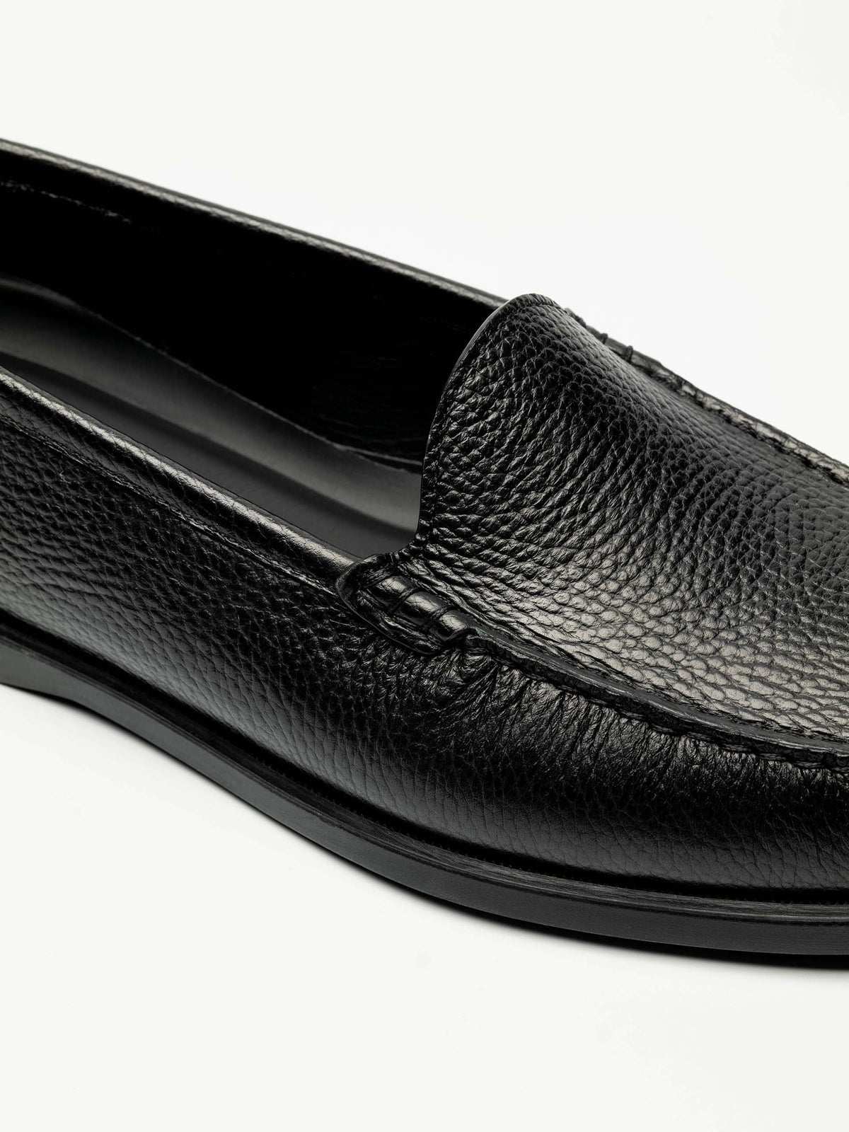 Men's Black Grained Leather Loafers – Venetian