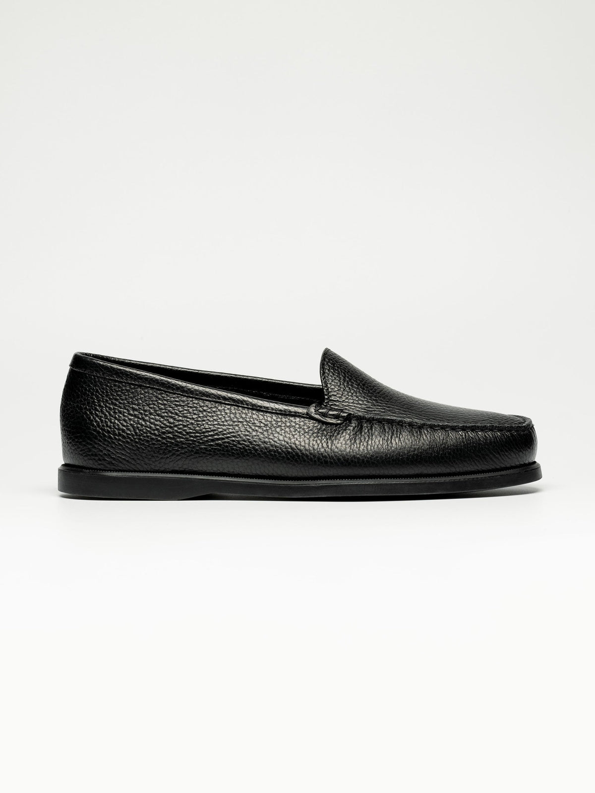 Men's Black Grained Leather Loafers – Venetian
