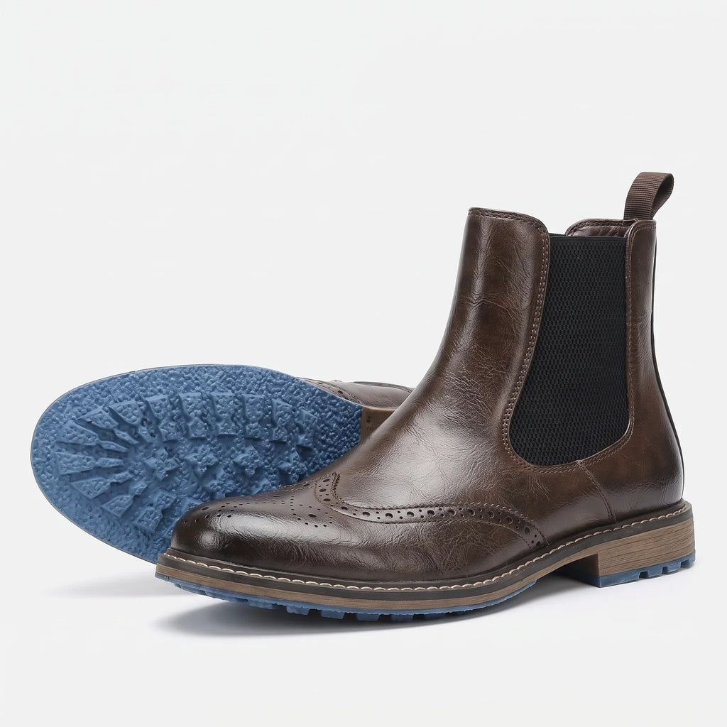 Men's Espresso Brown Brogue Chelsea Boots – Ashcombe