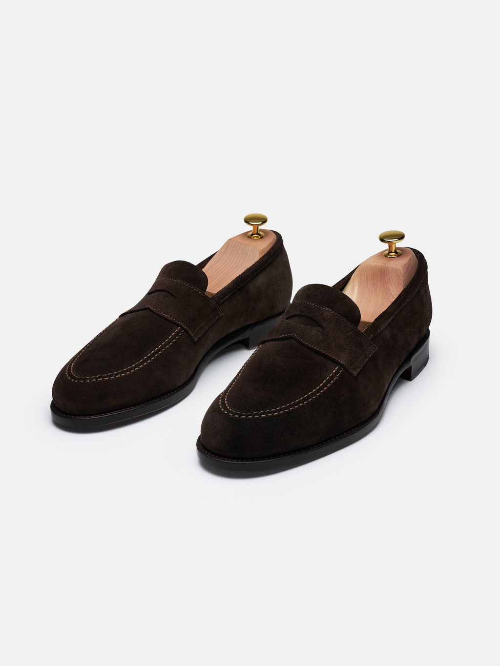 Men's Brown Suede Penny Loafers – Unlined
