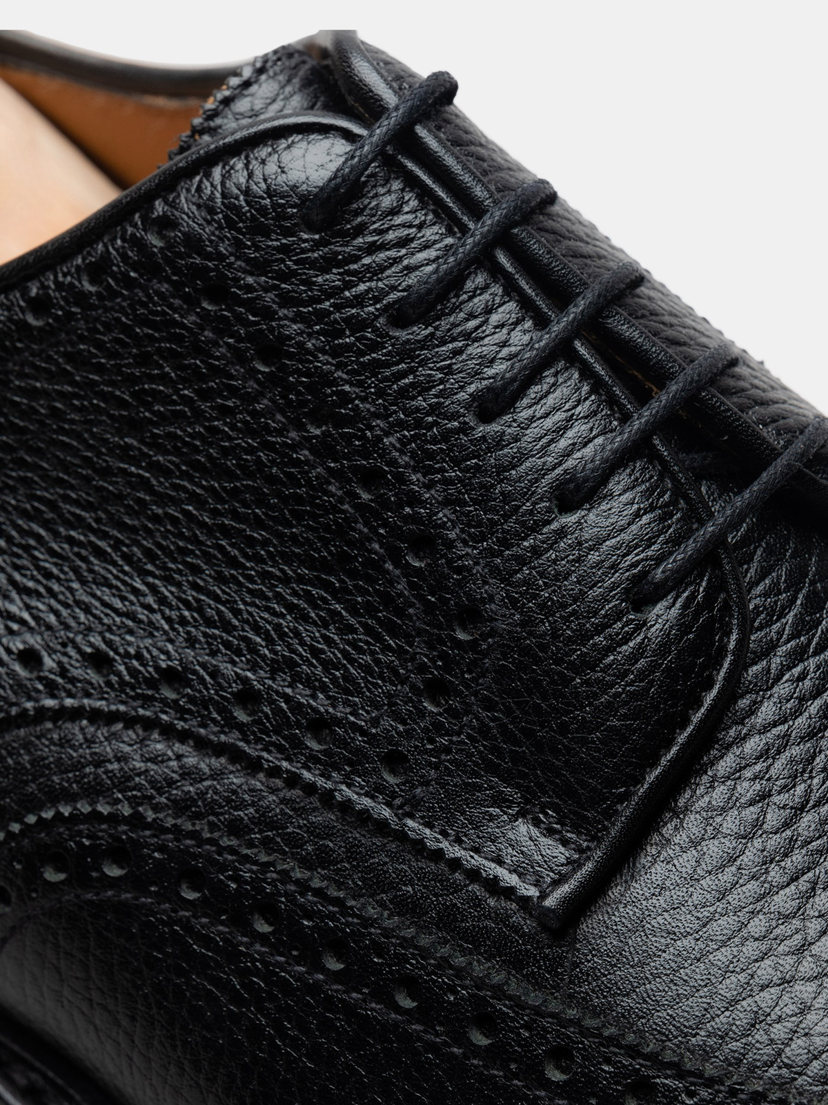 Men's Black Grained Leather Derby Shoes