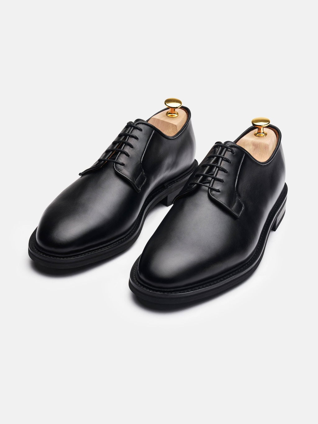 Men's Black Leather Derby Shoes – Blucher