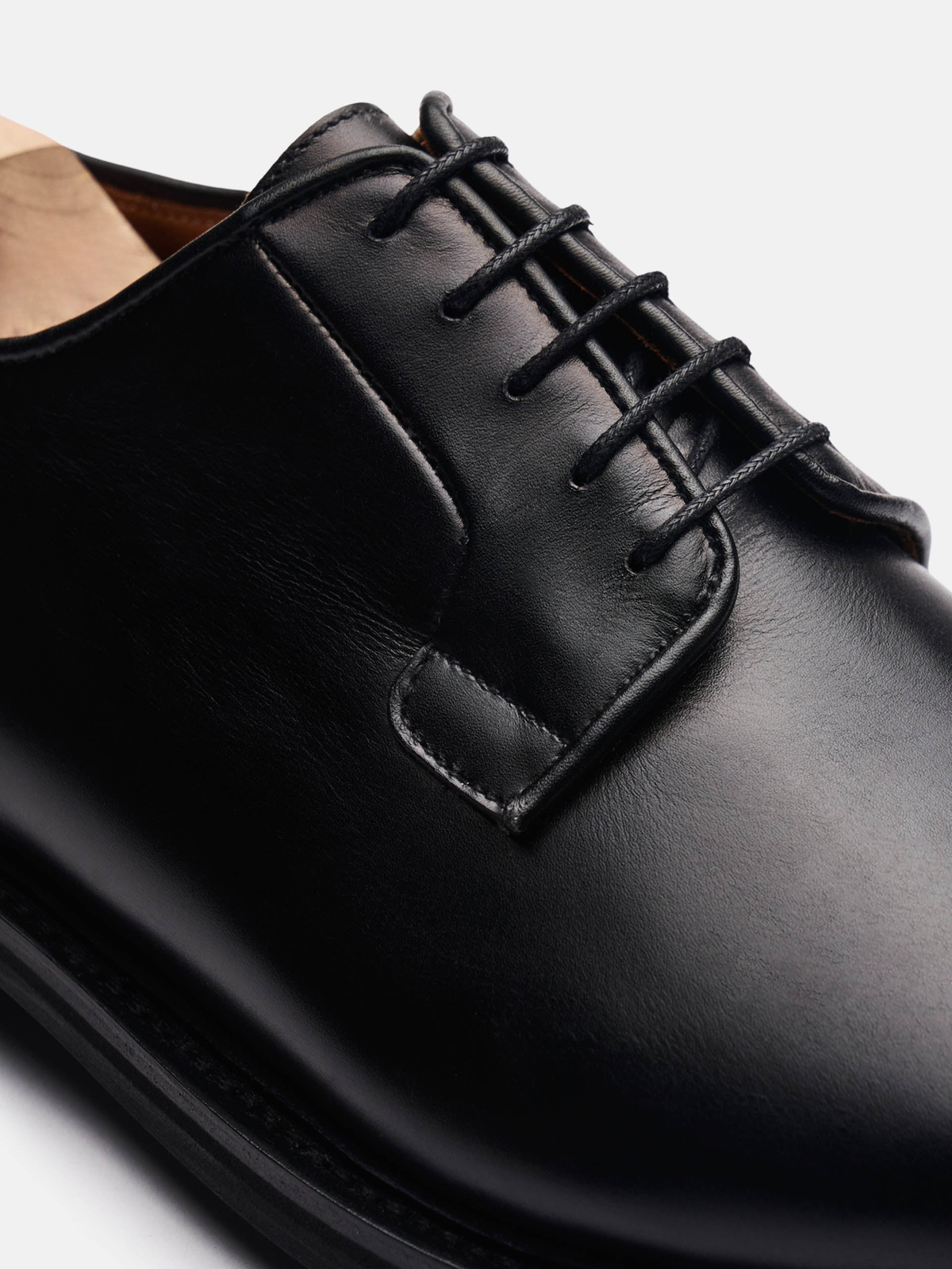 Men's Black Leather Derby Shoes – Blucher