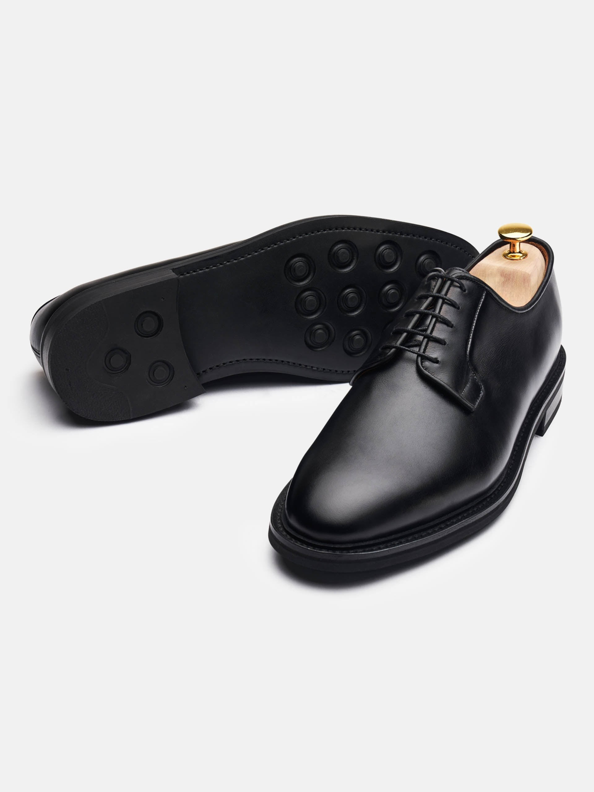 Men's Black Leather Derby Shoes – Blucher