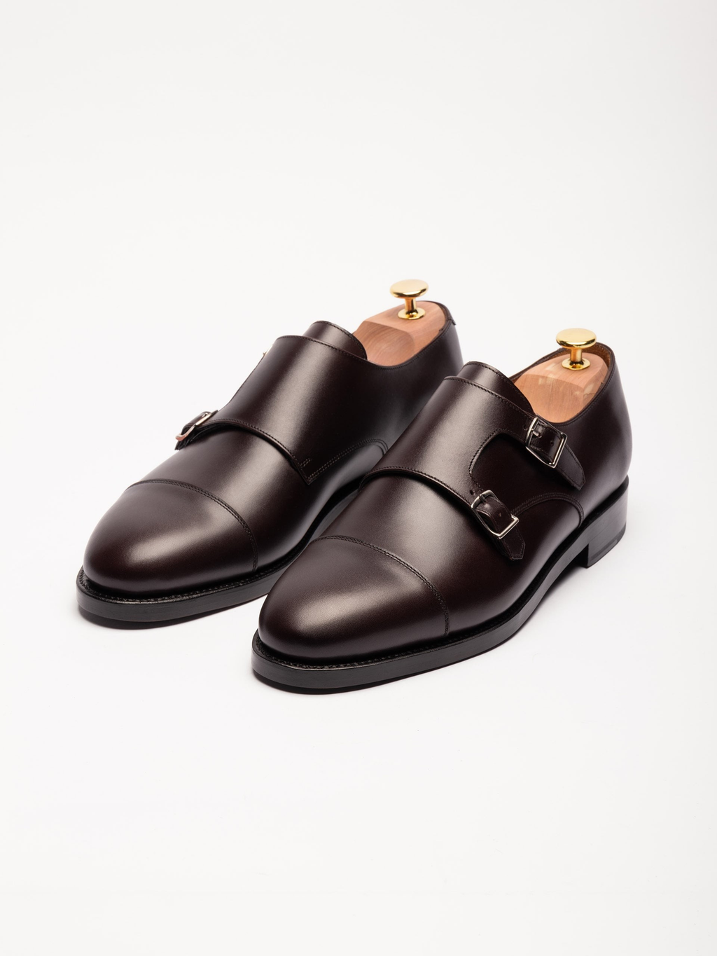 Men's Burgundy Leather Monk Strap Shoes – Double