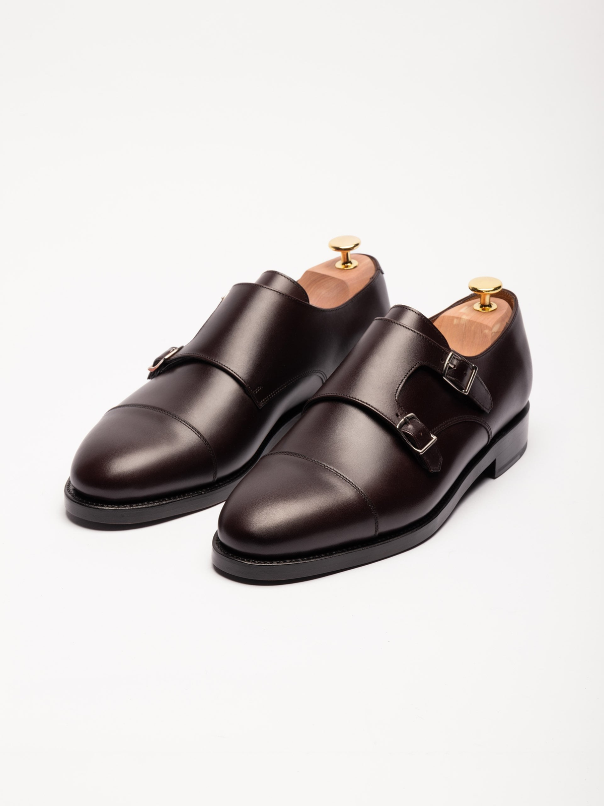 Men's Burgundy Leather Monk Strap Shoes – Double