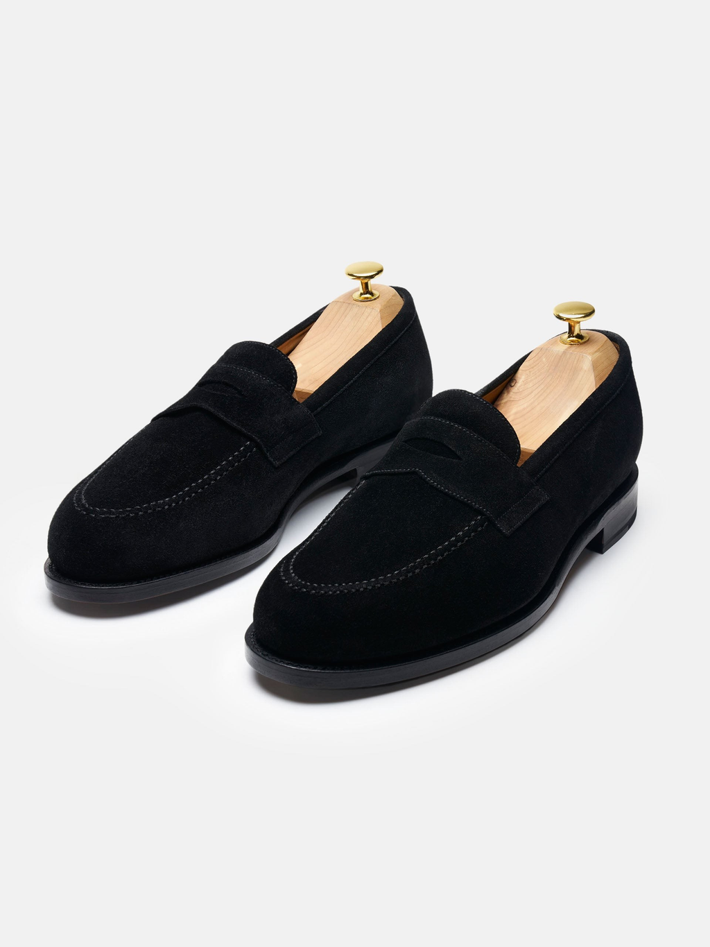 Men's Black Suede Penny Loafers