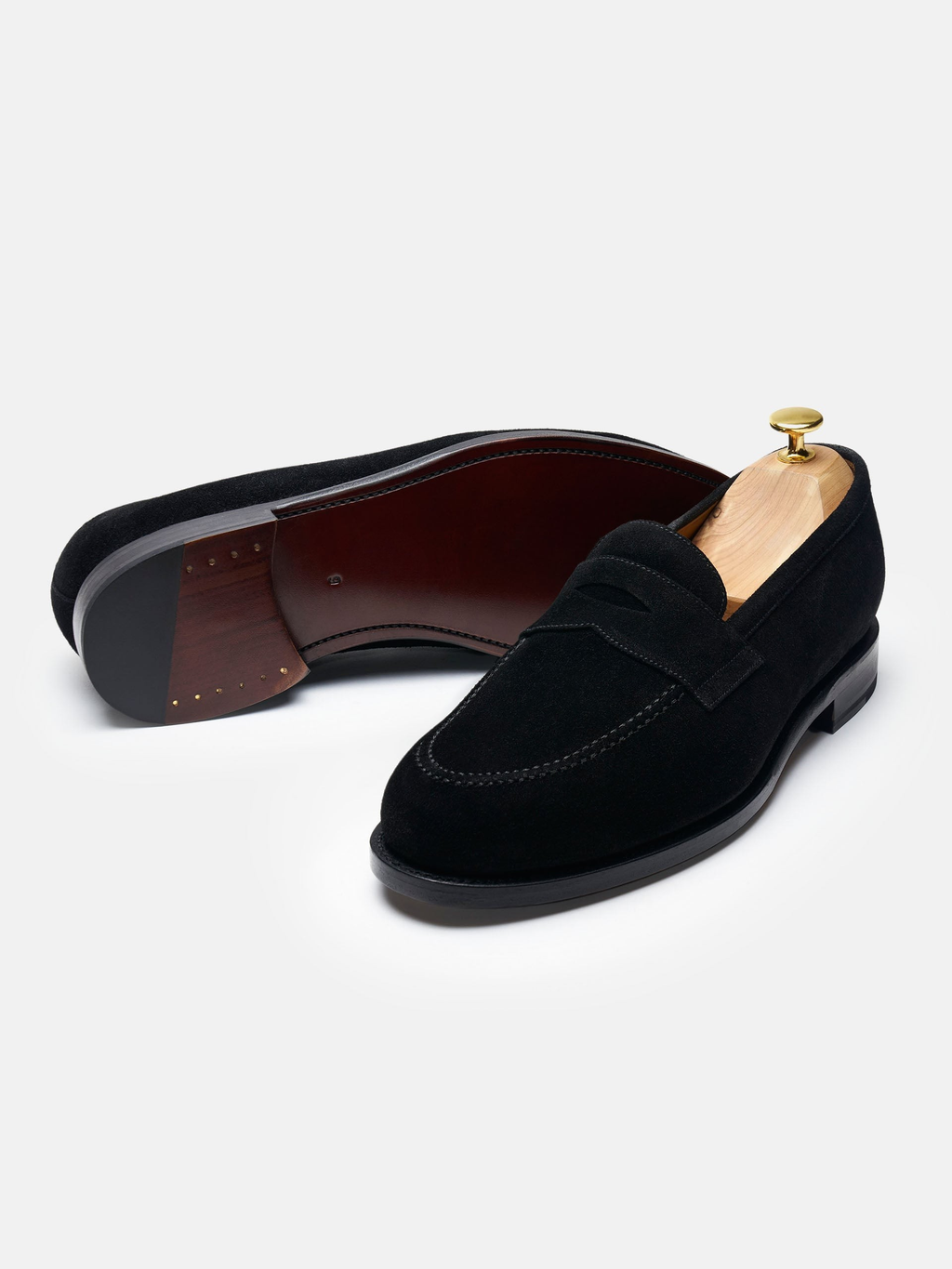 Men's Black Suede Penny Loafers