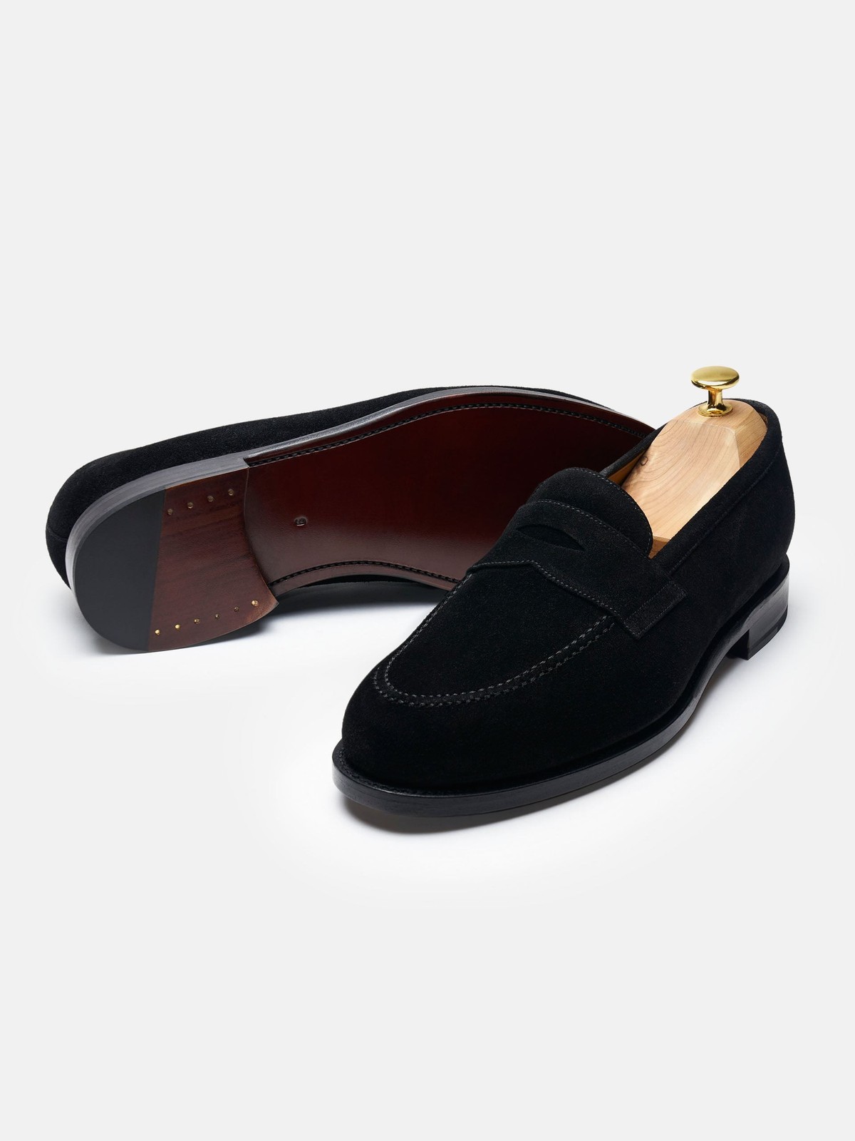 Men's Black Suede Penny Loafers