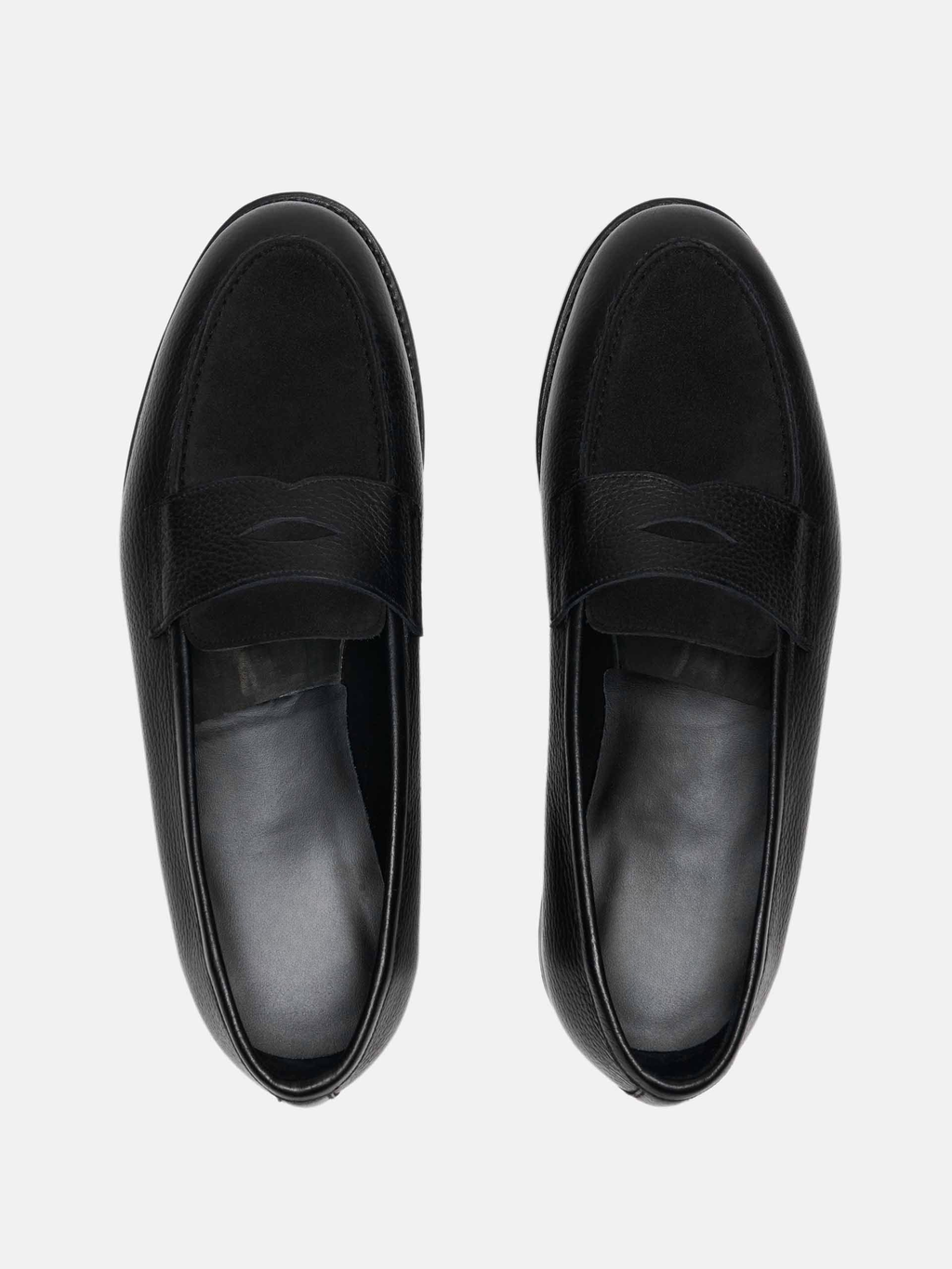 Men's Black Leather & Suede Penny Loafers