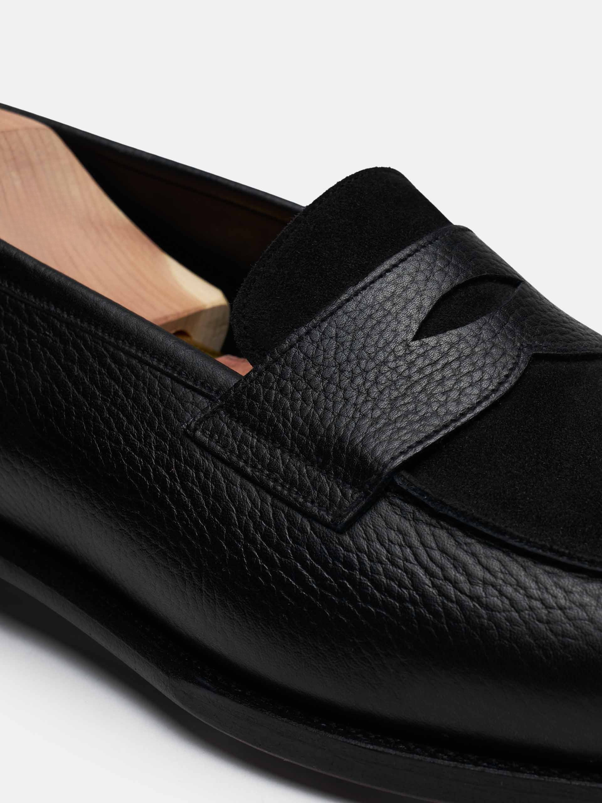 Men's Black Leather & Suede Penny Loafers