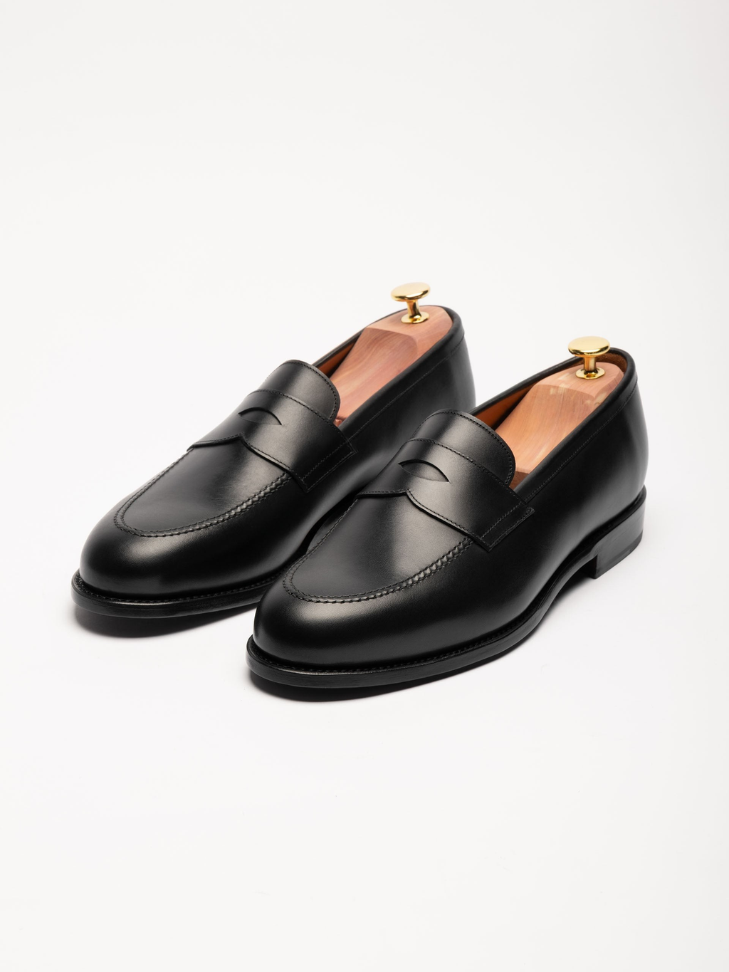 Men's Black Leather Penny Loafers
