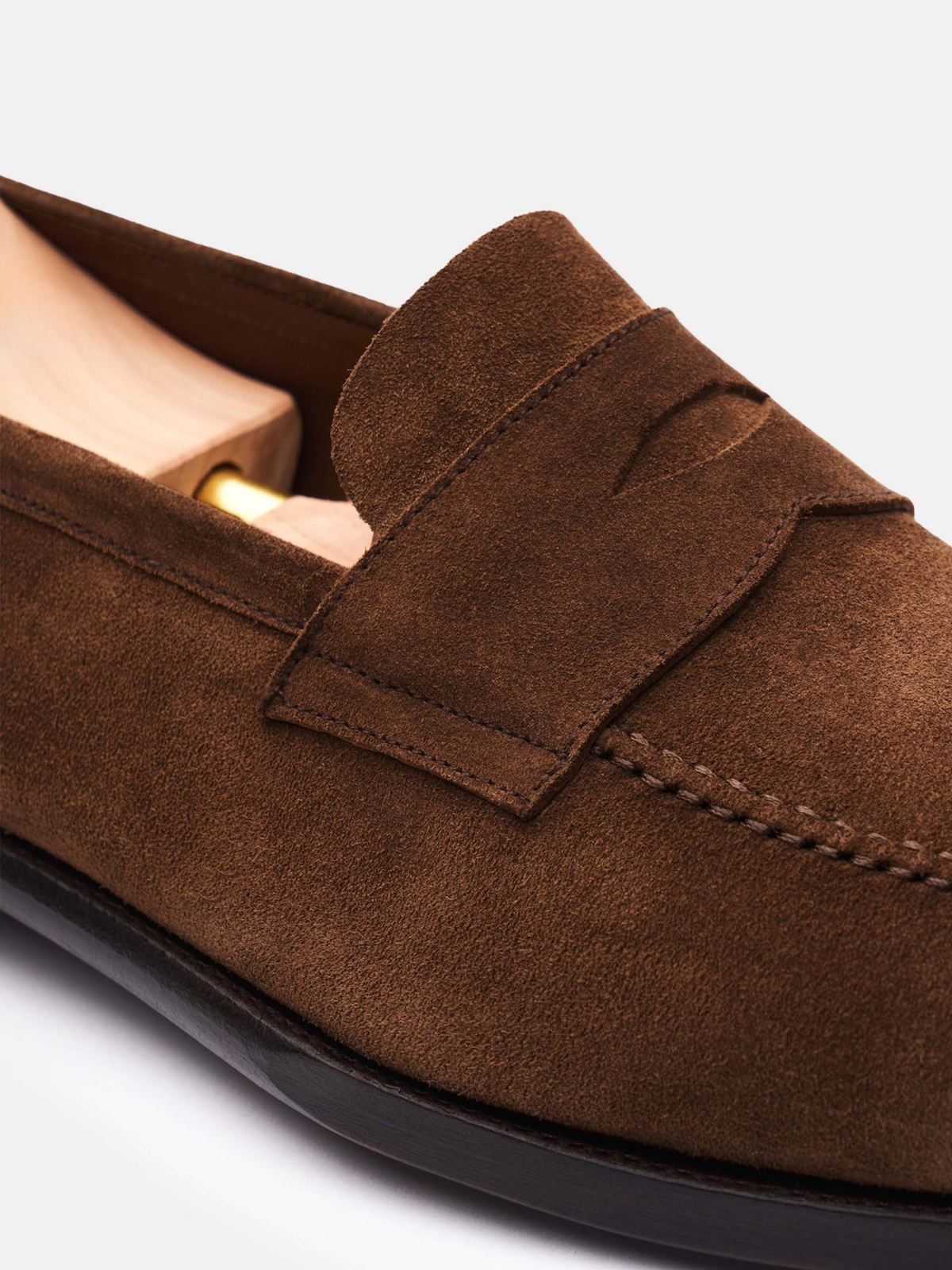 Men's Medium Brown Suede Penny Loafers – Unlined
