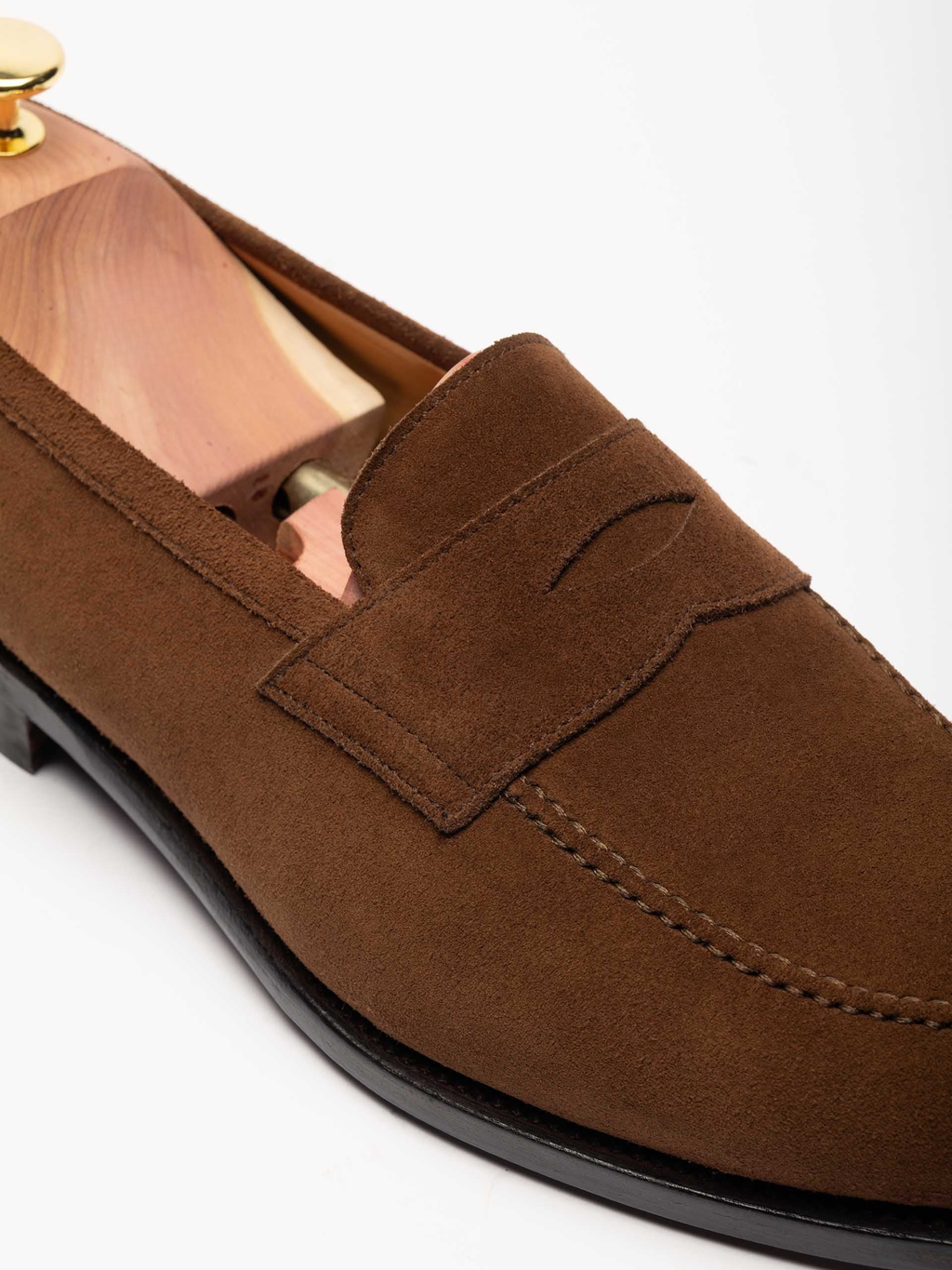 Men's Medium Brown Suede Penny Loafers
