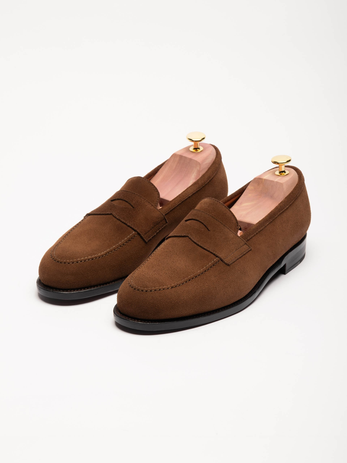 Men's Medium Brown Suede Penny Loafers
