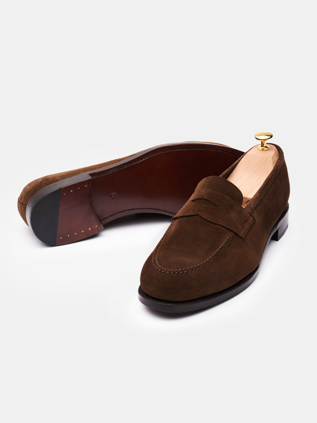 Men's Medium Brown Suede Penny Loafers – Unlined