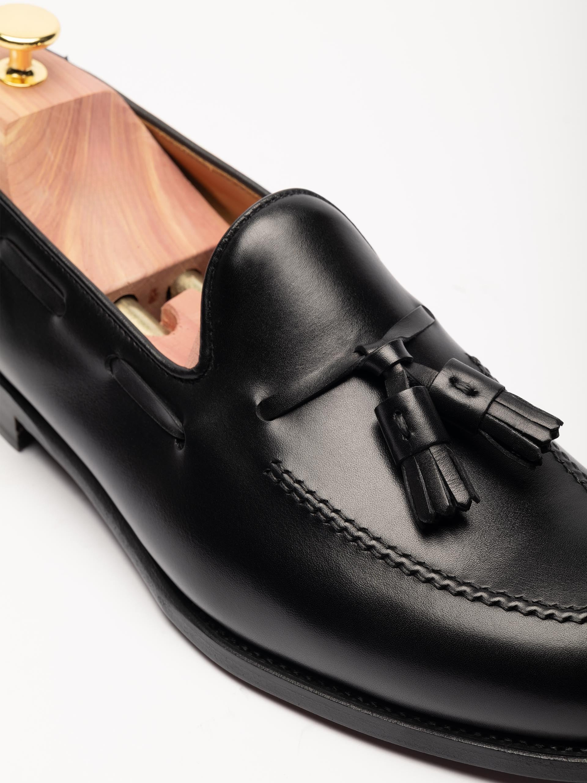 Men's Black Leather Tassel Loafers
