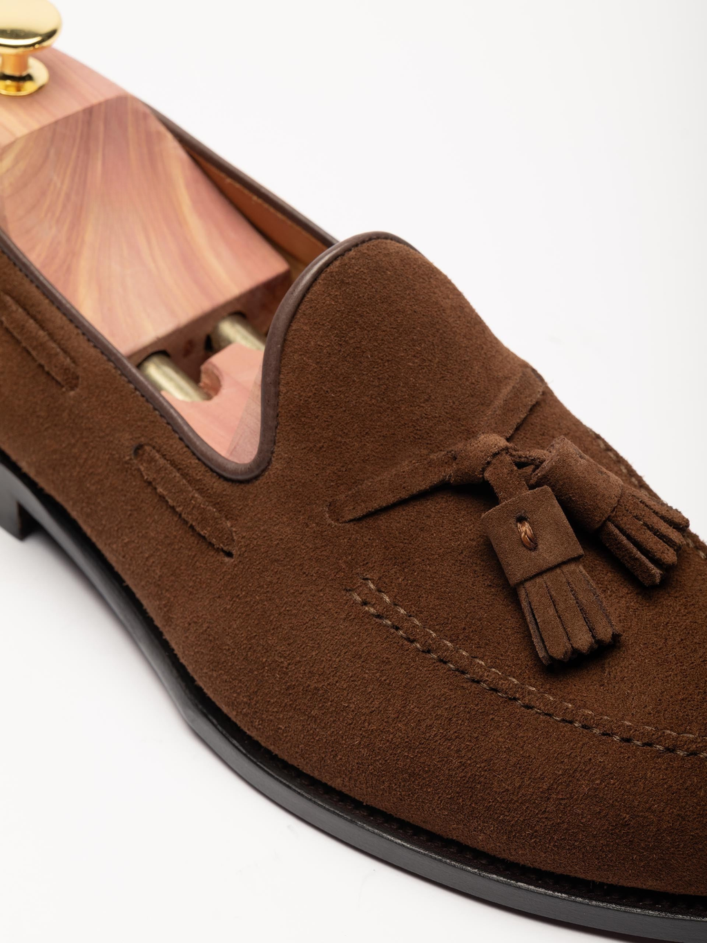 Men's Medium Brown Suede Tassel Loafers