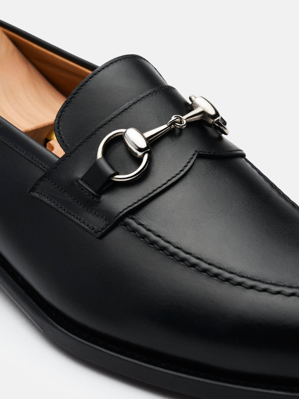 Men's Black Leather Horsebit Loafers