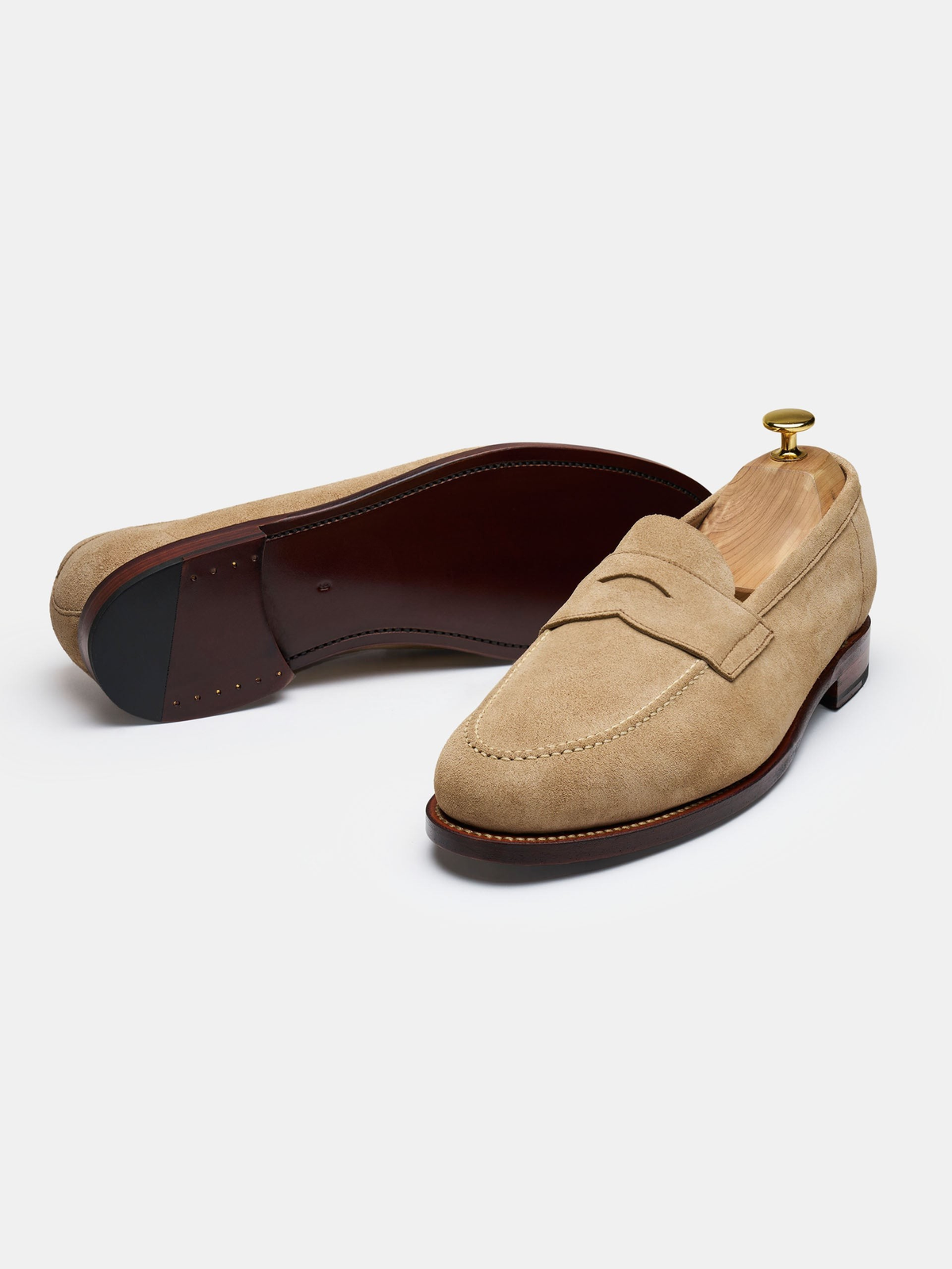 Men's Sand Suede Penny Loafers – Unlined
