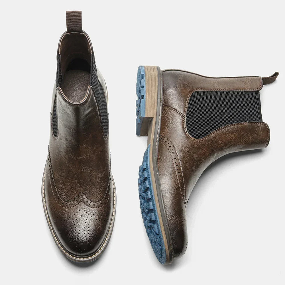 Men's Espresso Brown Brogue Chelsea Boots – Ashcombe