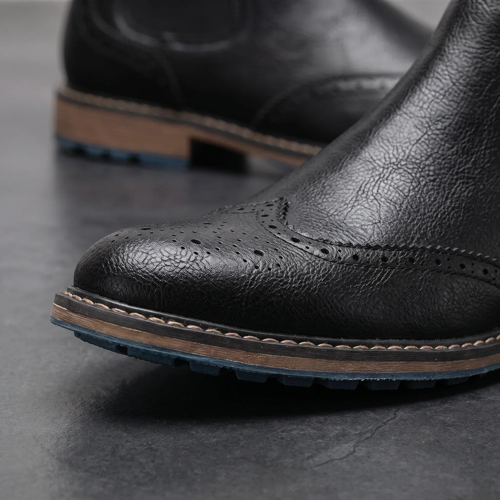 Men's Black Brogue Chelsea Boots – Fairfax
