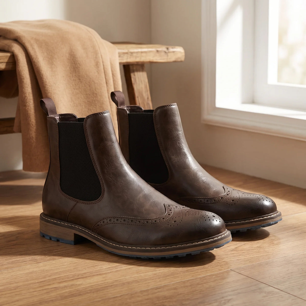 Men's Espresso Brown Brogue Chelsea Boots – Ashcombe