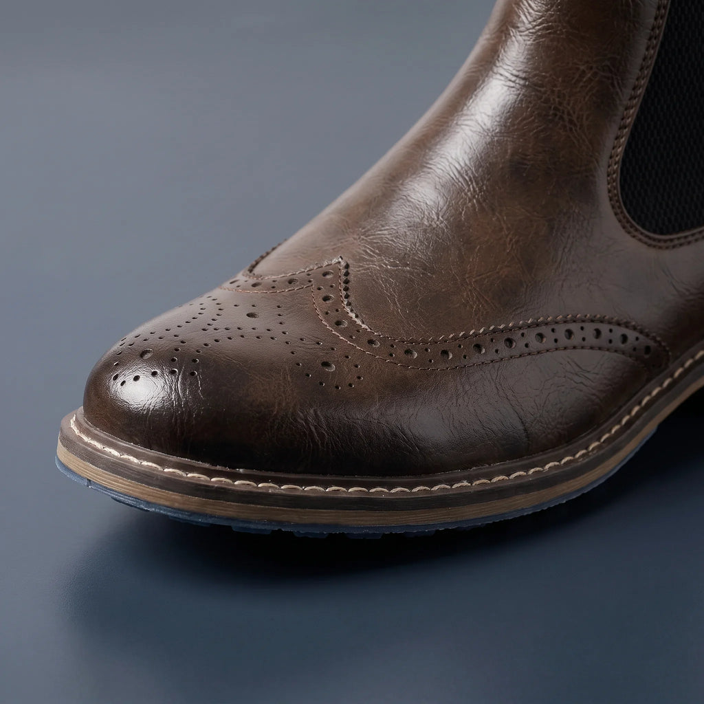 Men's Espresso Brown Brogue Chelsea Boots – Ashcombe