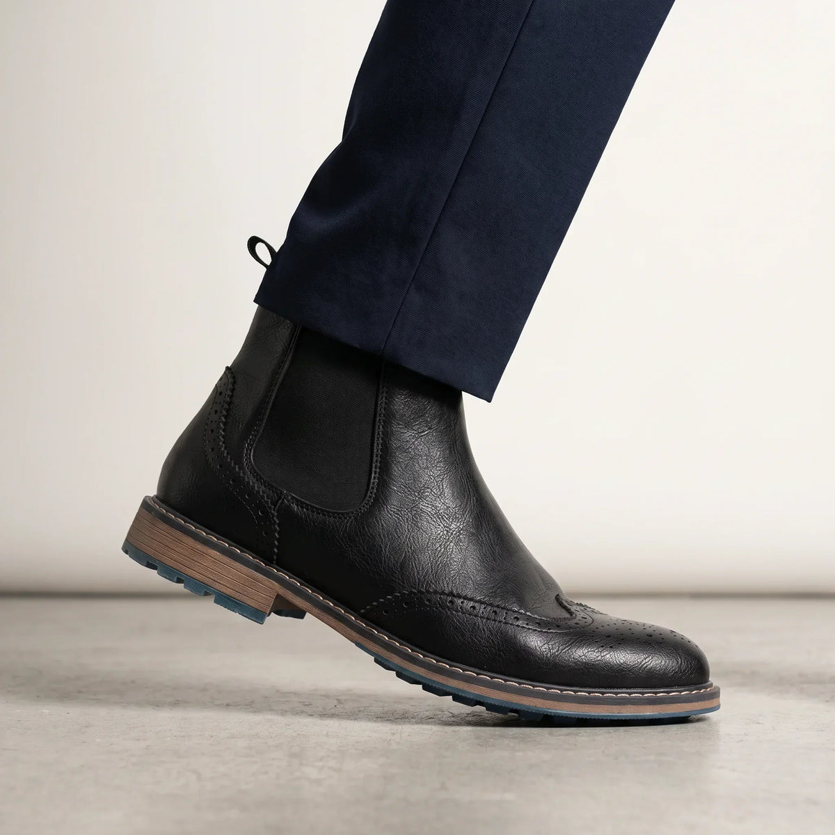 Men's Black Brogue Chelsea Boots – Fairfax